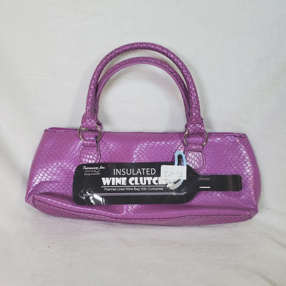 Wine Clutch Purple Moc Croc Handbag Thermal Insulated Vacation Party Resort